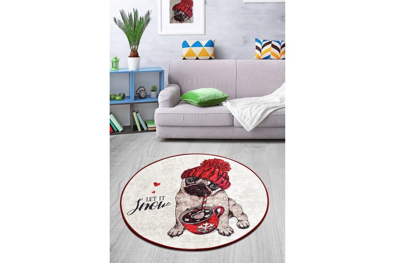 Zapada Tæppe Rund 100 cm - Flerfarvet/Velour - Tekstiler - Tæpper - Moderne tæppe - Mønstrede tæpper