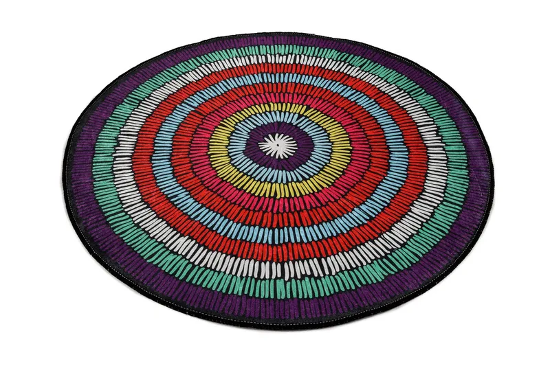 Zircle Tæppe Rund 100 cm, Flerfarvet/velour