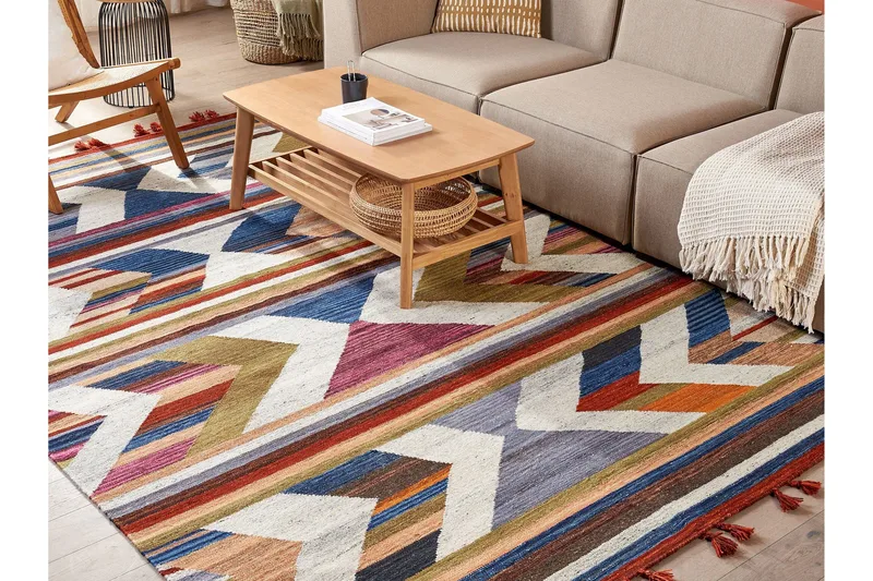 Mrgashat Uldtæppe 200x300 cm - Blå - Tekstiler - Tæpper - Moderne tæppe - Gangmåtter