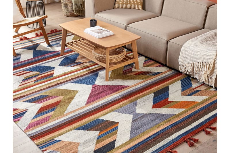 Mrgashat Uldtæppe 200x300 cm - Blå - Tekstiler - Tæpper - Moderne tæppe - Gangmåtter