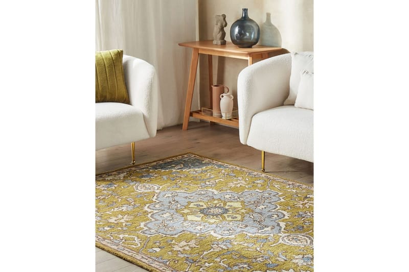 Mucur Uldtæppe 140x200 cm - Gul - Tekstiler - Tæpper - Moderne tæppe - Uldtæppe