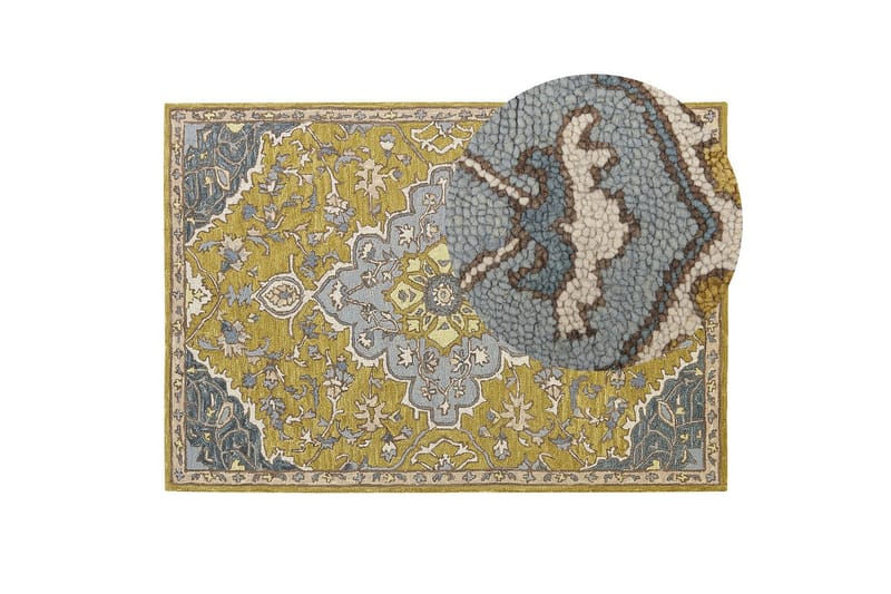 Mucur Uldtæppe 140x200 cm - Gul - Tekstiler - Tæpper - Moderne tæppe - Uldtæppe