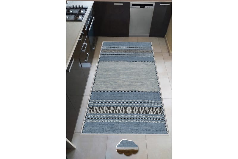 Nobutada Wilton-tæppe 60x100 cm Rektangulær - Blå - Tekstiler - Tæpper - Moderne tæppe - Wiltontæpper