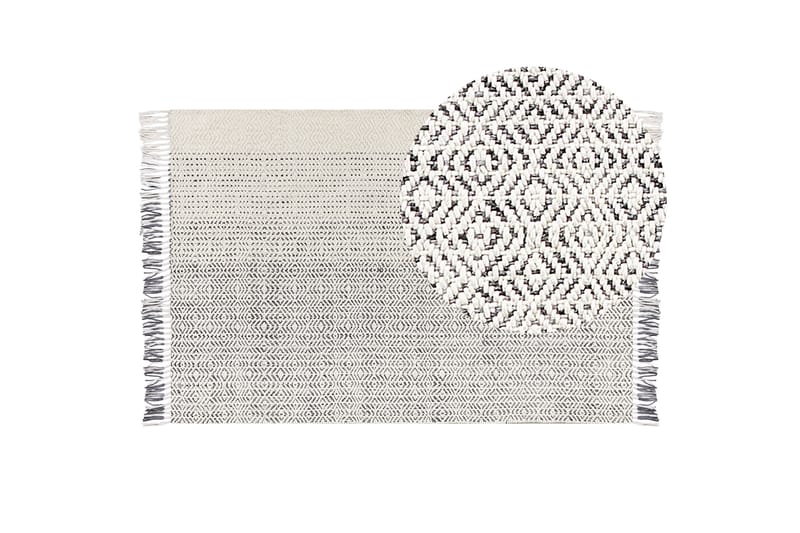 Omerli Uldtæppe 160x230 cm - Sort/hvid - Tekstiler - Tæpper - Moderne tæppe - Uldtæppe