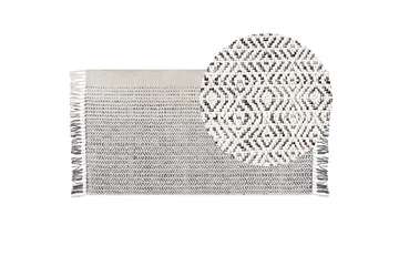 Omerli Uldtæppe 80x150 cm - Sort/hvid - Tekstiler - Tæpper - Moderne tæppe - Uldtæppe