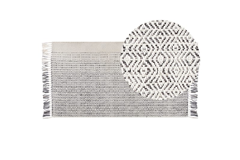 Omerli Uldtæppe 80x150 cm - Sort/hvid - Tekstiler - Tæpper - Moderne tæppe - Uldtæppe
