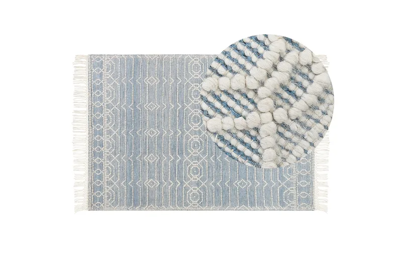 Orhaneli Uldtæppe 160x230 cm - Blå - Tekstiler - Tæpper - Moderne tæppe - Uldtæppe