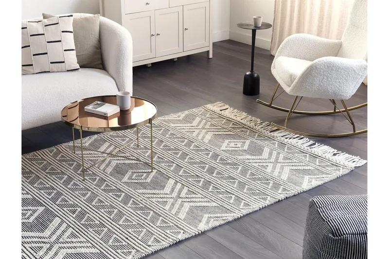 Pazar Uldtæppe 160x230 cm, Sort/hvid