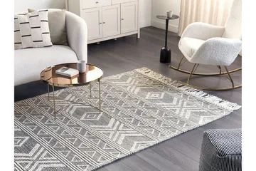 Pazar Uldtæppe 160x230 cm - Sort/hvid - Tekstiler - Tæpper - Moderne tæppe - Uldtæppe