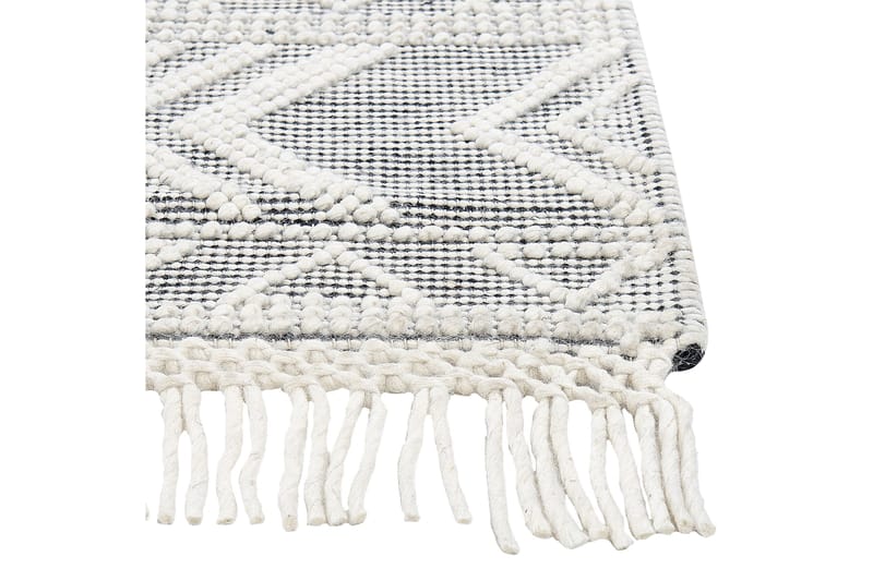 Pazar Uldtæppe 160x230 cm - Sort/hvid - Tekstiler - Tæpper - Moderne tæppe - Uldtæppe