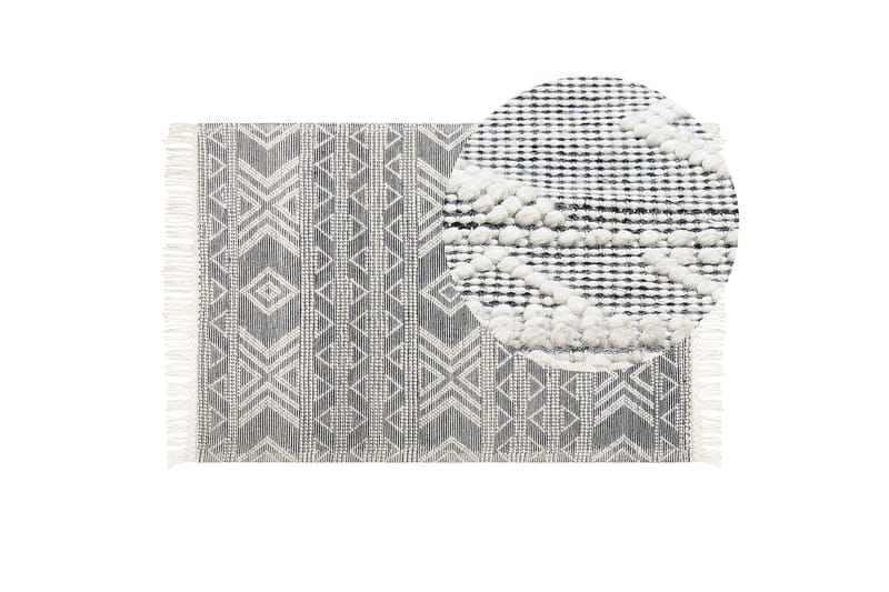 Pazar Uldtæppe 160x230 cm - Sort/hvid - Tekstiler - Tæpper - Moderne tæppe - Uldtæppe