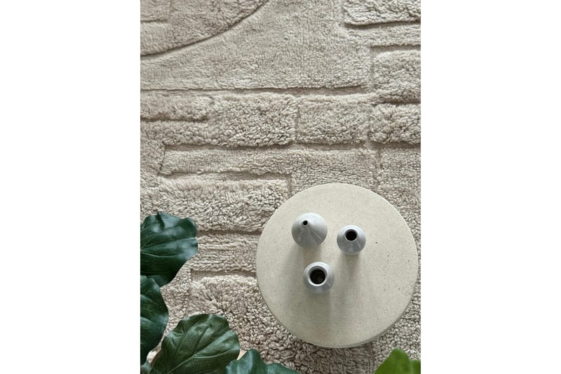 Pure Uldtæppe 200x300 cm Rektangulær - Beige - Tekstiler - Tæpper - Moderne tæppe - Uldtæppe