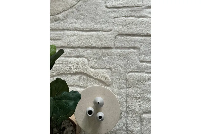 Pure Uldtæppe 240x340 cm Rektangulær - Creme - Tekstiler - Tæpper - Moderne tæppe - Uldt æppe