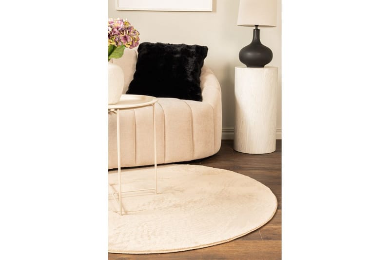 Relax Ryetæppe Rund 120 cm - Beige - Tekstiler - Tæpper - Moderne tæppe - Ryatæpper