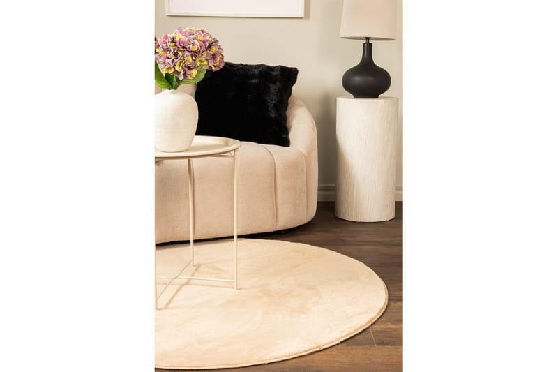 Relax Ryetæppe Rund 120 cm - Beige - Tekstiler - Tæpper - Moderne tæppe - Ryatæpper