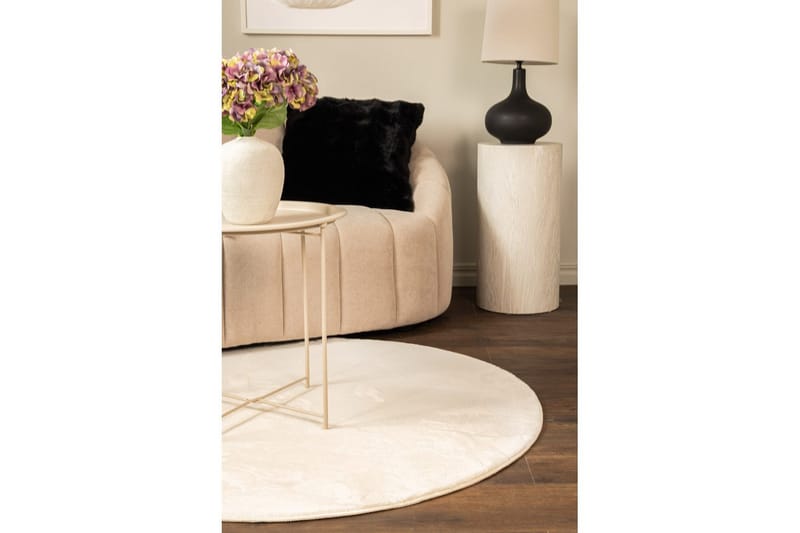 Relax Ryetæppe Rund 120 cm - Beige - Tekstiler - Tæpper - Moderne tæppe - Ryatæpper