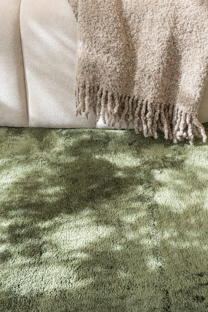 Cozy Shaggy Tæppe 120 cm Rundt - Grøn - Tekstiler - Tæpper - Moderne tæppe - Ryatæpper