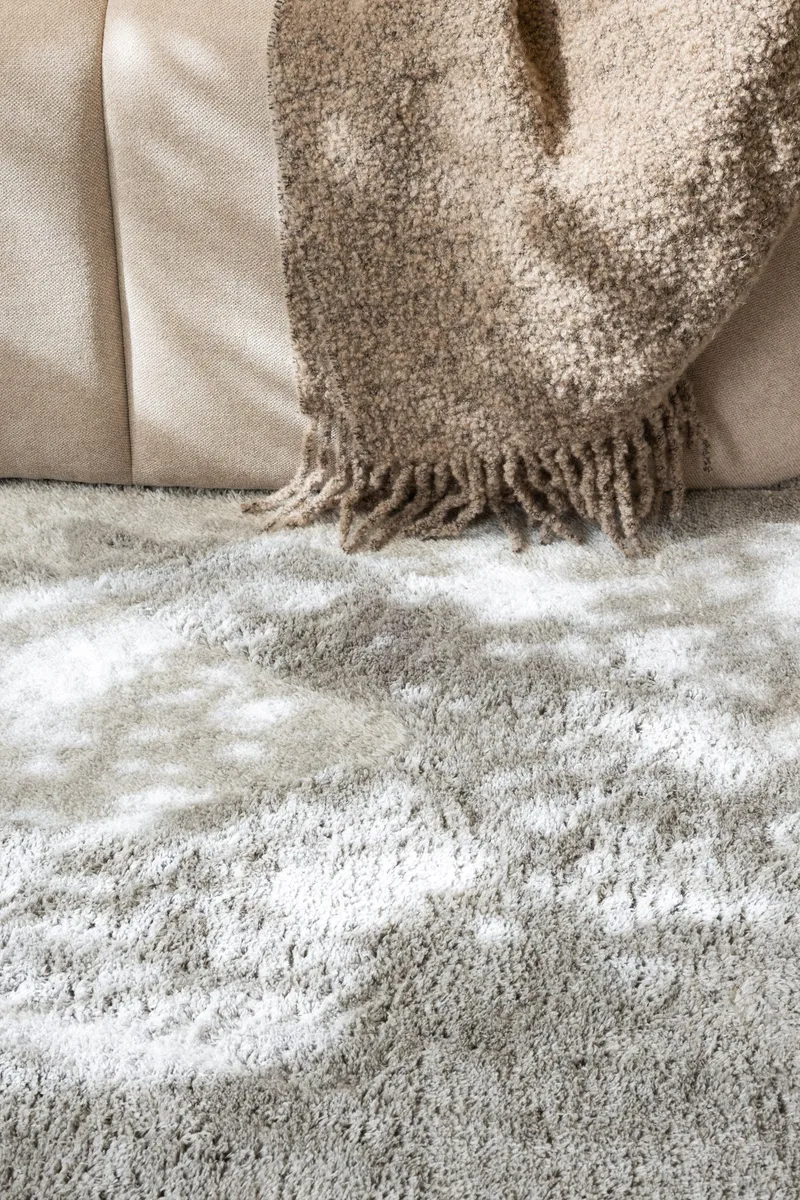 Cozy Shaggy Tæppe 120 cm Rundt - Sølv - Tekstiler - Tæpper - Moderne tæppe - Ryatæpper