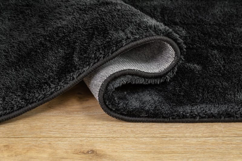 Cozy Shaggy Tæppe 120 cm Rundt - Sort - Tekstiler - Tæpper - Moderne tæppe - Ryatæpper