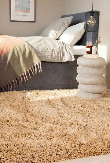 Håndvævet tæppe KM Home Sorrento 200x300 Karamel - Karamel - Tekstiler - Tæpper - Moderne tæppe - Ryatæpper