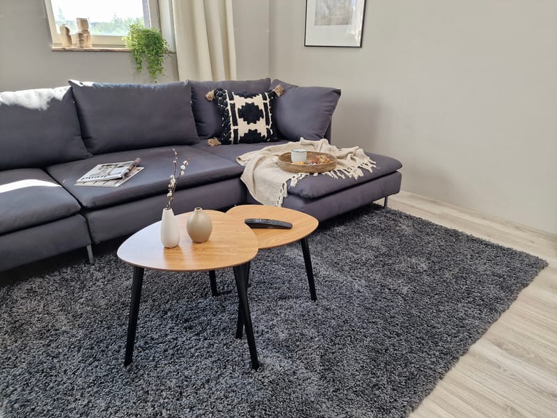 Lounge Shaggy Tæppe 133x190 cm Rektangulært - Grafit - Tekstiler - Tæpper - Moderne tæppe - Ryatæpper