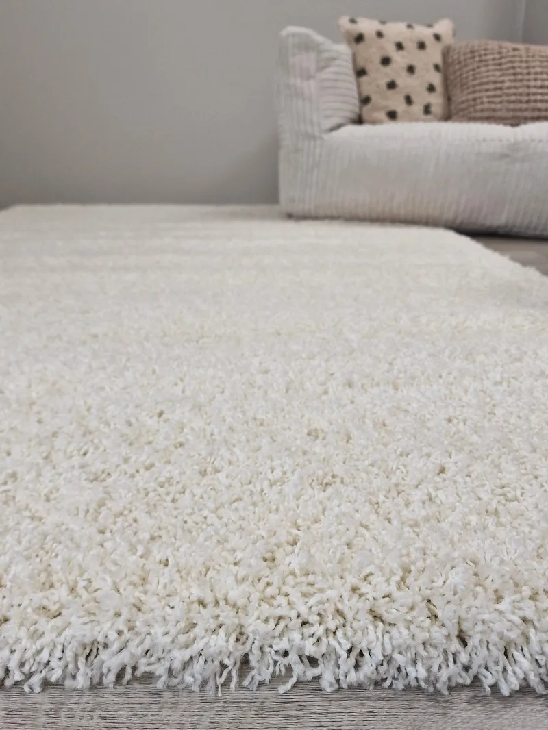 Lounge Shaggy Tæppe 133x190 cm Rektangulært - Hvid - Tekstiler - Tæpper - Moderne tæppe - Ryatæpper