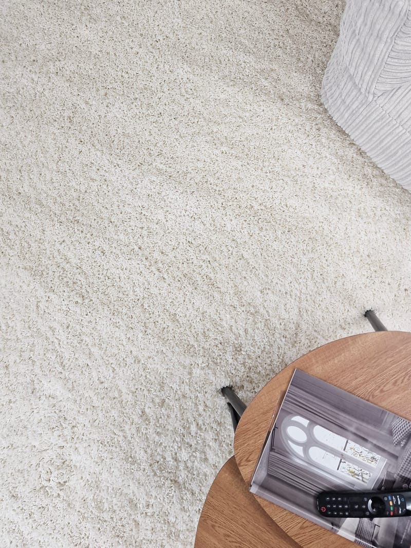 Lounge Shaggy Tæppe 133x190 cm Rektangulært - Hvid - Tekstiler - Tæpper - Moderne tæppe - Ryatæpper