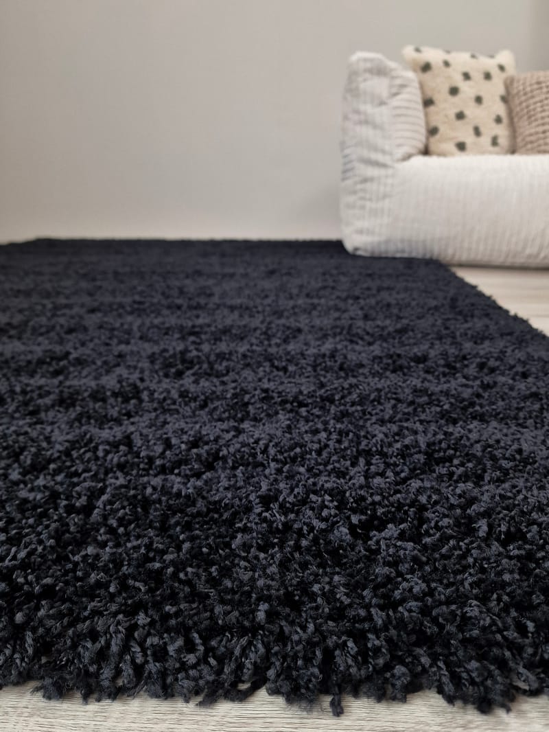Lounge Shaggy Tæppe 133x190 cm Rektangulært - Sort - Tekstiler - Tæpper - Moderne tæppe - Ryatæpper