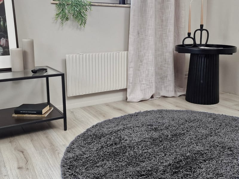 Lounge Shaggy Tæppe 200 cm Rundt - Grafit - Tekstiler - Tæpper - Moderne tæppe - Ryatæpper