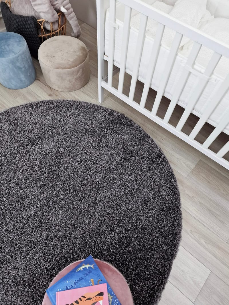 Lounge Shaggy Tæppe 200 cm Rundt - Grafit - Tekstiler - Tæpper - Moderne tæppe - Ryatæpper