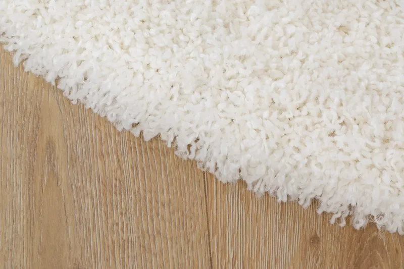 Lounge Shaggy Tæppe 200 cm Rundt - Hvid - Tekstiler - Tæpper - Moderne tæppe - Ryatæpper