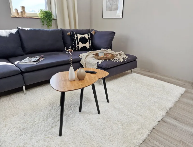 Lounge Shaggy Tæppe 200x290 cm Rektangulært - Hvid - Tekstiler - Tæpper - Moderne tæppe - Ryatæpper