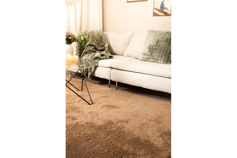 Ryetæppe Royal Deluxe - 140x200 cm, Mokka - Tekstiler - Tæpper - Moderne tæppe - Ryatæpper