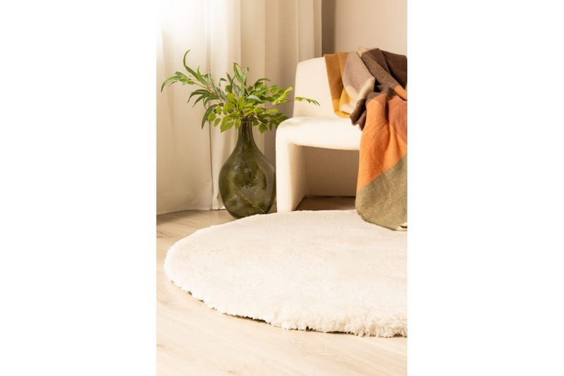 Ryetæppe Royal Deluxe Rund - 120x120 cm, Creme - Tekstiler - Tæpper - Moderne tæppe - Ryatæpper