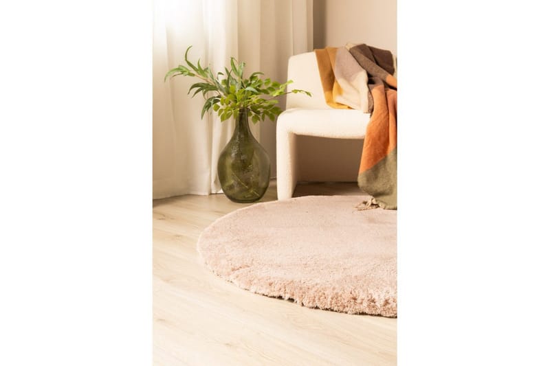 Ryetæppe Royal Deluxe Rund - 120x120 cm, Dusty Pink - Tekstiler - Tæpper - Moderne tæppe - Ryatæpper
