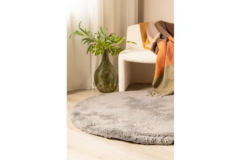 Ryetæppe Royal Deluxe Rund - 120x120 cm, Grå - Tekstiler - T æpper - Moderne tæppe - Ryatæpper