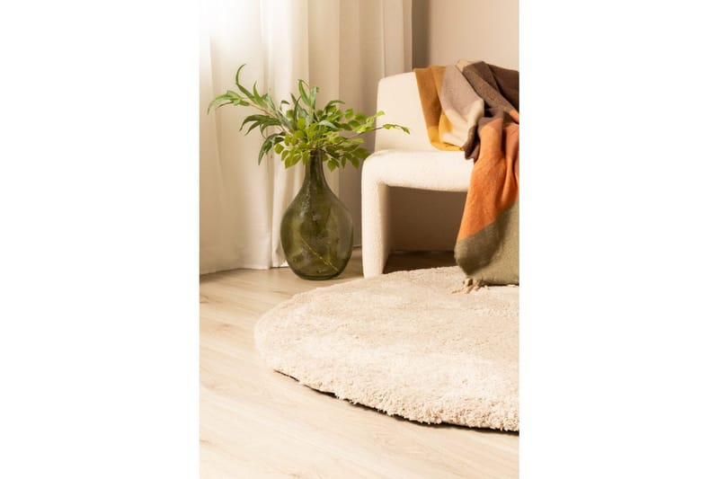 Ryetæppe Royal Deluxe Rund - 120x120 cm, Greige - Tekstiler - Tæpper - Moderne tæppe - Ryatæpper