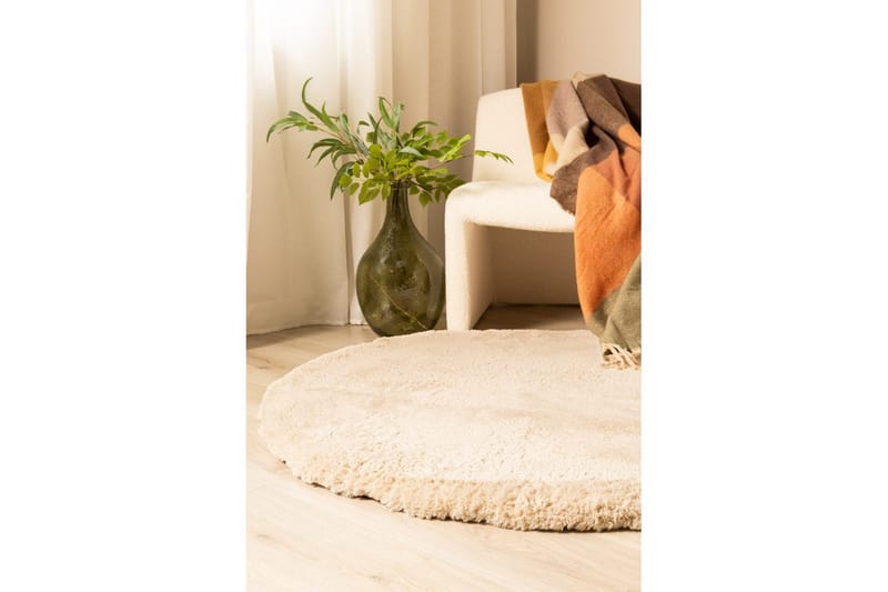 Ryetæppe Royal Deluxe Rund - 120x120 cm, Natur - Tekstiler - Tæpper - Moderne tæppe - Ryatæpper
