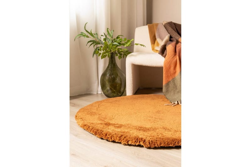 Ryetæppe Royal Deluxe Rund - 120x120 cm, Terracotta - Tekstiler - Tæpper - Moderne tæppe - Ryatæpper