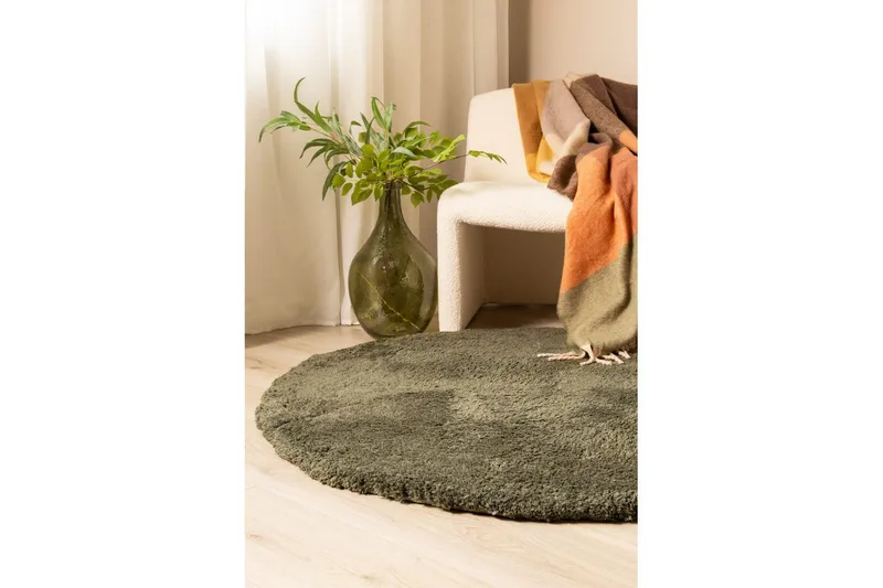Ryetæppe Royal Deluxe Rund - 160x160 cm, Emerald Green - Tekstiler - Tæpper - Moderne tæppe - Ryatæpper