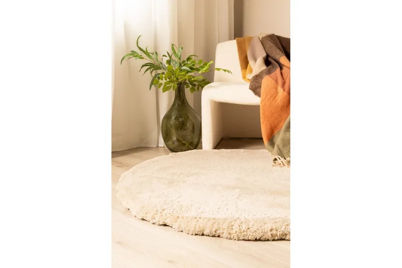 Ryetæppe Royal Deluxe Rund - 160x160 cm, Natur - Tekstiler - Tæpper - Moderne tæppe - Ryatæpper