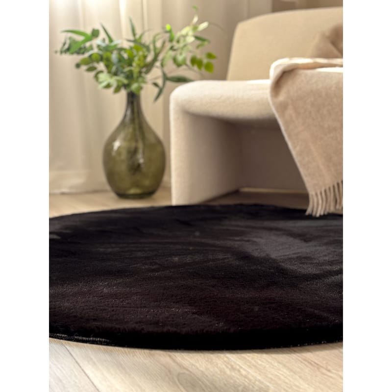 Ryggtæppe Heaven Rund - 120x120 cm, Sort - Tekstiler - Tæpper - Moderne tæppe - Ryatæpper