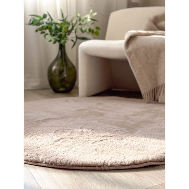 Ryggtæppe Heaven Rund - 200x200 cm, Taupe - Tekstiler - Tæpper - Moderne tæppe - Ryatæpper