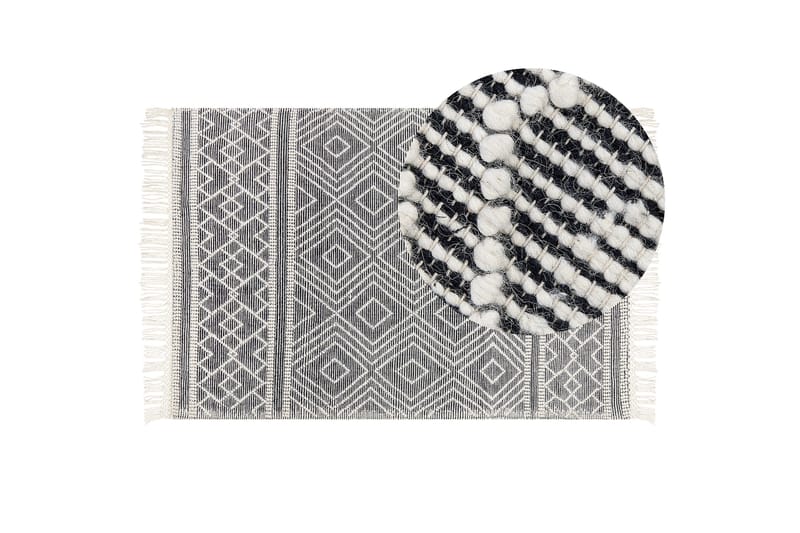 Savuca Uldtæppe 160x230 cm - Sort/hvid - Tekstiler - Tæpper - Moderne tæppe - Uldtæppe