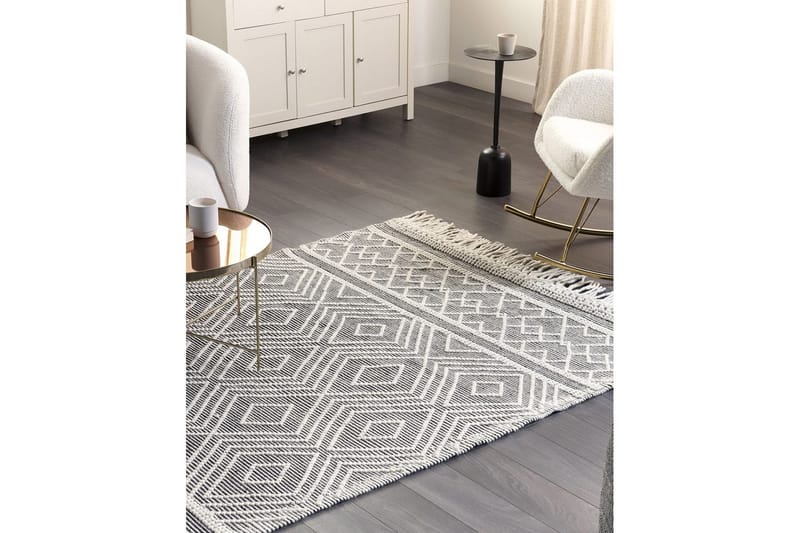 Savuca Uldtæppe 160x230 cm - Sort/hvid - Tekstiler - Tæpper - Moderne tæppe - Uldtæppe