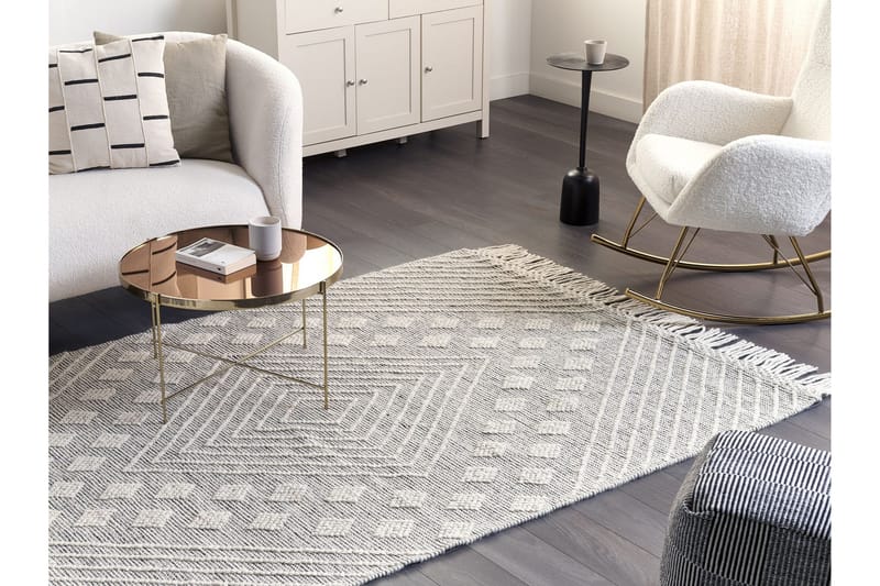 Savur Uldtæppe 160x230 cm - Sort/hvid - Tekstiler - Tæpper - Moderne tæppe - Uldtæppe