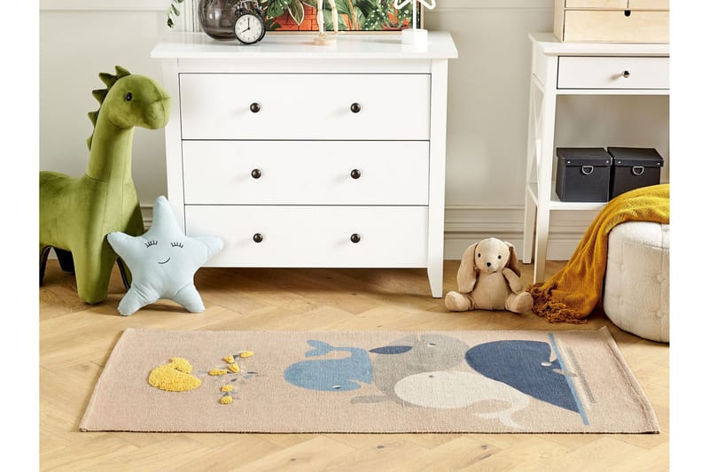 Seai Bomuldstæppe 80x150 cm - Beige - Tekstiler - Tæpper - Moderne tæppe - Bomuldstæpper