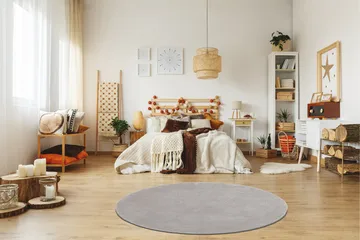 Sheraton Ryatæppe Rund 80 cm - Sølv - Tekstiler - Tæpper - Moderne tæppe - Ryatæpper