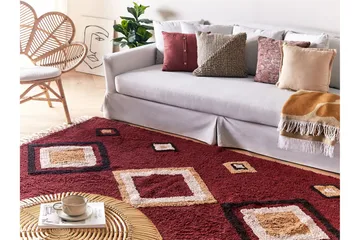 Siirt Bomuldstæppe 160x230 cm - Rød - Tekstiler - Tæpper - Moderne tæppe - Bomuldstæpper