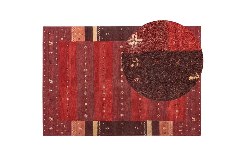 Sinanli Ryetæppe 160x230 cm - Rød - Tekstiler - Tæpper - Moderne tæppe - Uldtæppe